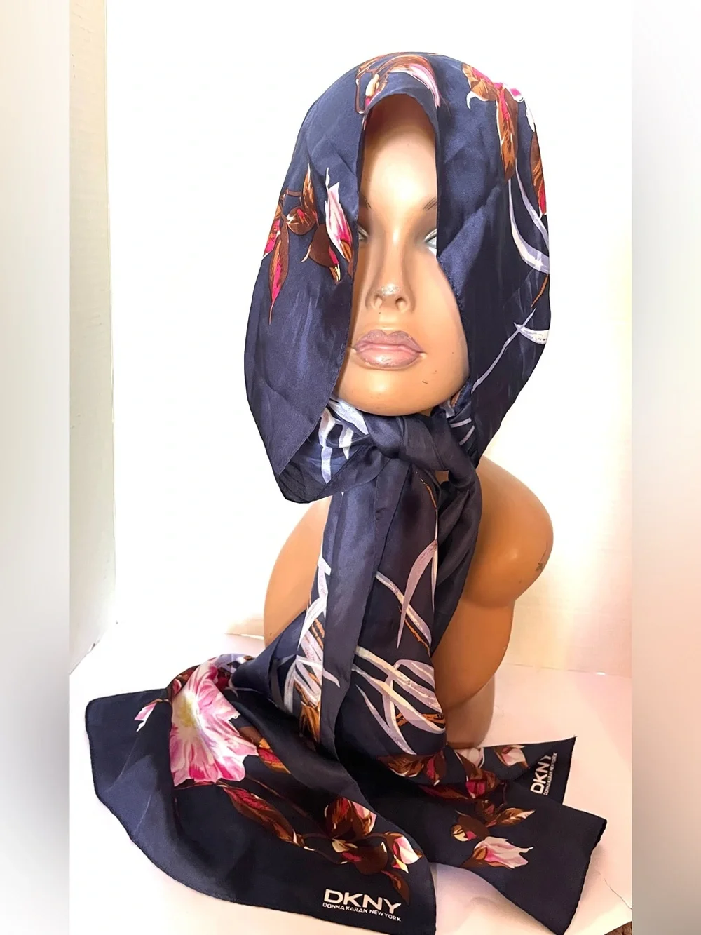 Donna Karan Rectangular Floral Silk Scarf